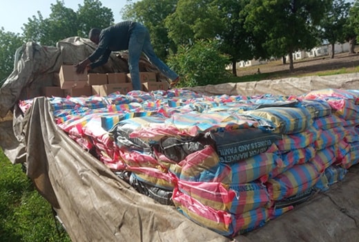 trucks with COVID-19 palliative, delivered